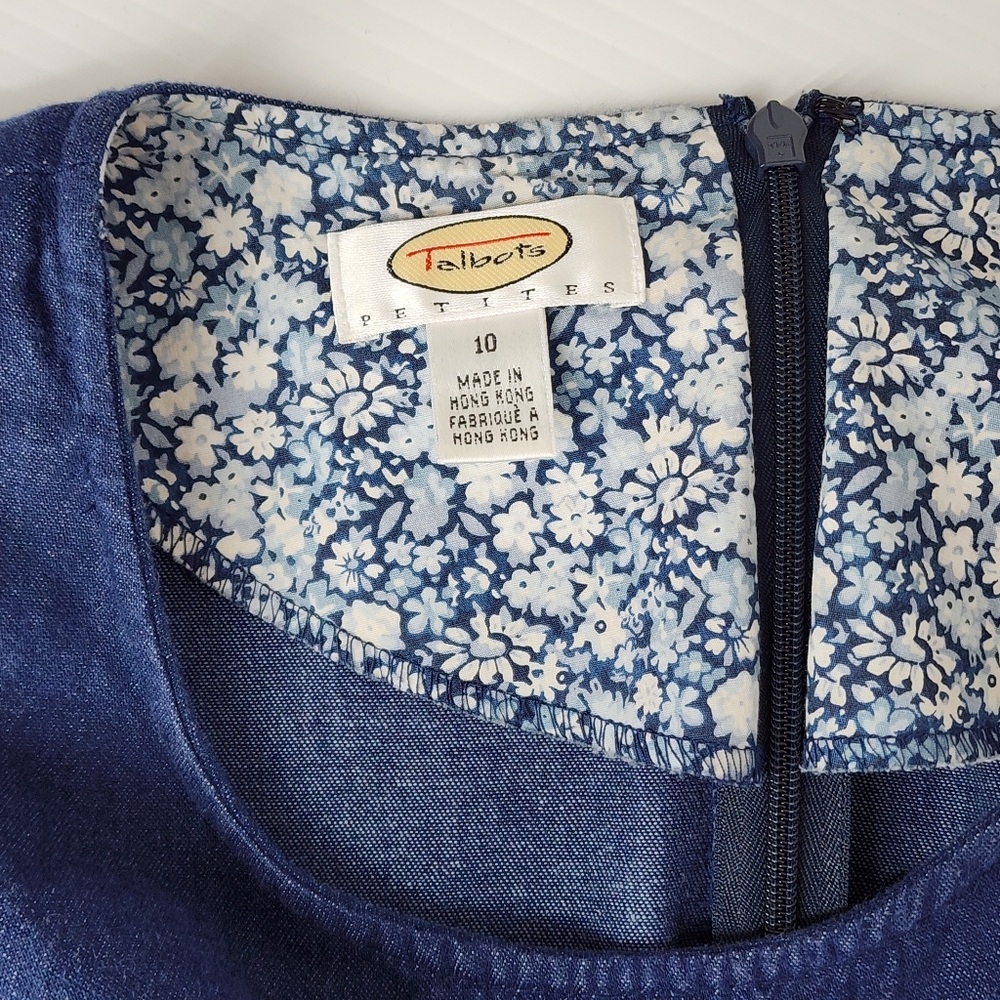 90's Vintage Talbots Chambray Sleeveless Midi Dre… - image 5